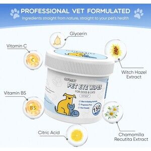 Opdent Pet Eye Wipes for Dogs & Cats 3.2"x3.02" 150 pcs New Boxed